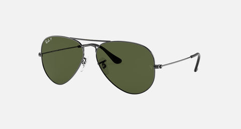 RAY-BAN AVIATOR GRADIENT POLISHED GUNMETAL/G-15 GREEN, 58