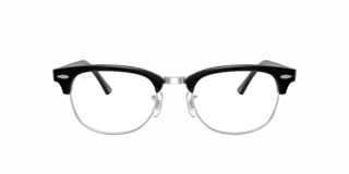 RAY-BAN CLUBMASTER OPTICS POLISHED BLACK ON SILVER, 49