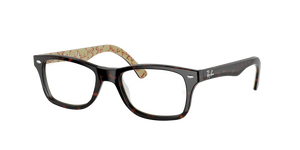 RAY-BAN RB5228 OPTICS DARK HAVANA ON BEIGE TEXTURE/CLEAR, 53