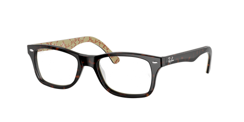 RAY-BAN RB5228 OPTICS DARK HAVANA ON BEIGE TEXTURE/CLEAR, 53