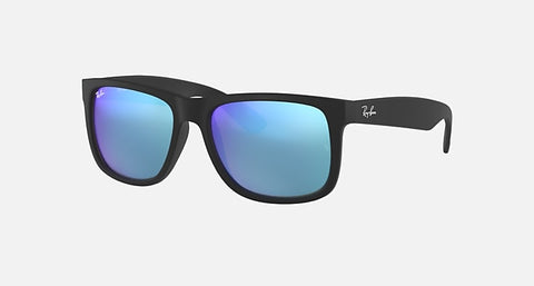 RAY-BAN JUSTIN COLOR MIX MATTE RUBBER BLACK/BLUE MIRROR, 51