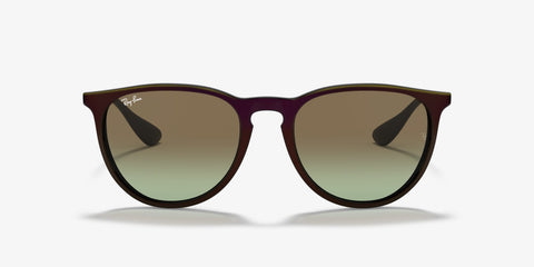 RAY-BAN ERIKA ROUND SUNGLASSES, MIRRORED BLUE ON LIGHT BROWN/BROWN GRADIENT DARK BROWN, RB4171 54