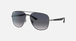 RAY-BAN RB3683 POLISHED GUNMETAL/BLUE/GREY, 56