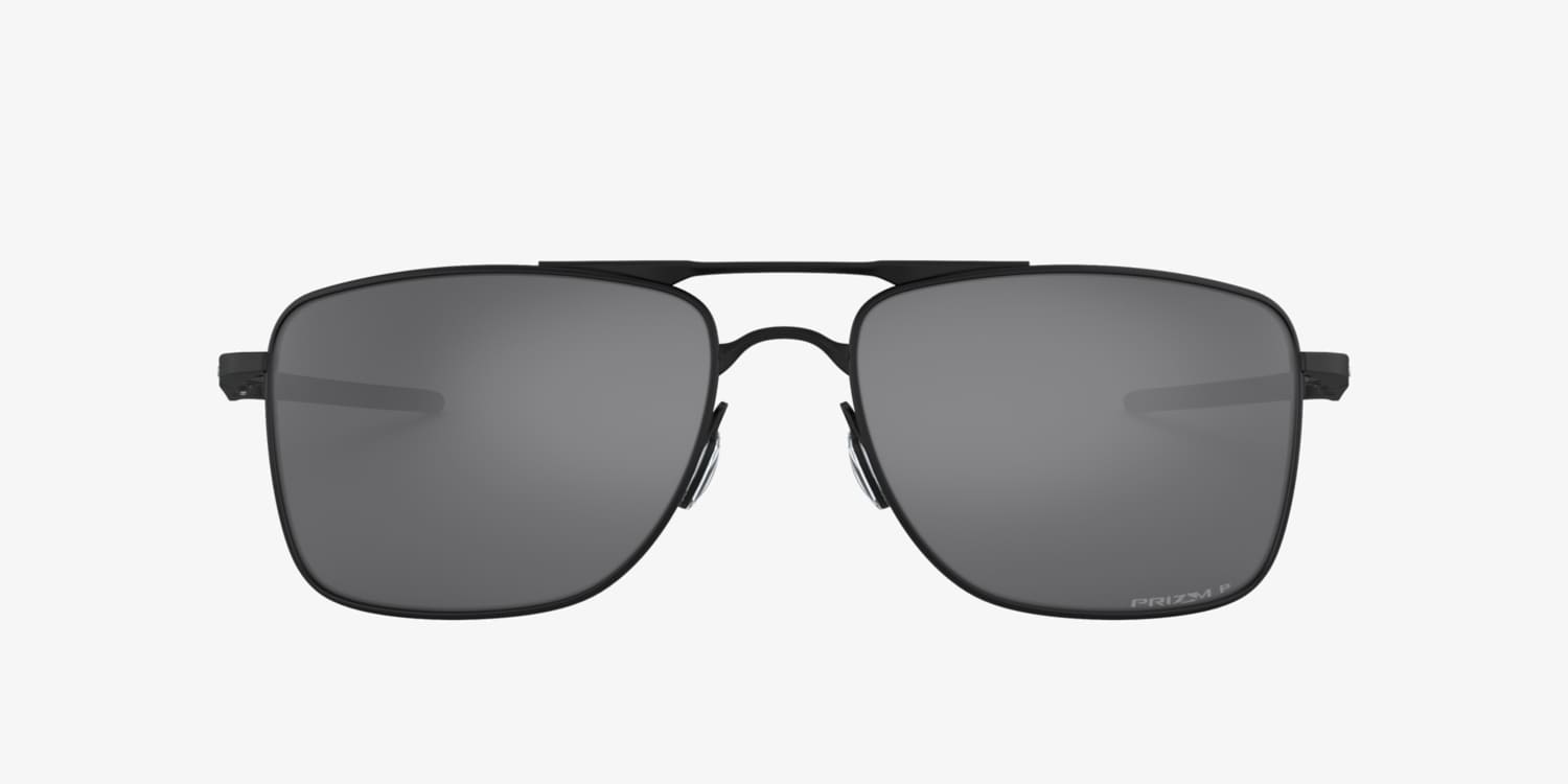 OAKLEY MEN'S OO4124 GAUGE 8 RECTANGULAR SUNGLASSES, MATTE BLACK/PRIZM BLACK POLARIZED, 62