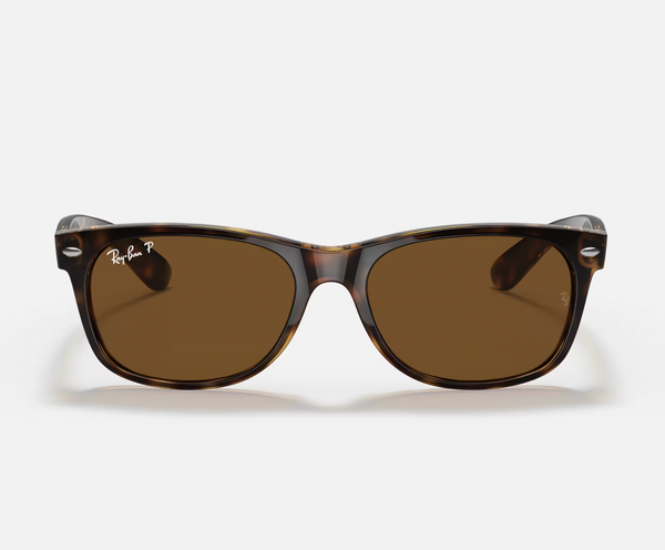 RAY-BAN MEN'S WAYFARER SQUARE SUNGLASSES B-15 BROWN, RB2132 55