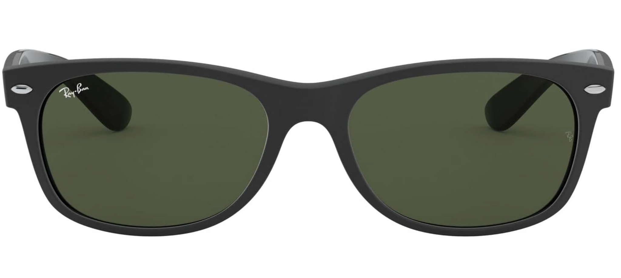 RAY-BAN MEN'S WAYFARER SQUARE SUNGLASSES, RUBBER BLACK ON BLACK/G-15 GREEN, RB2132 52