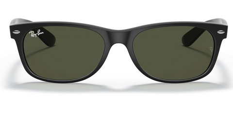 RAY-BAN MEN'S WAYFARER SQUARE SUNGLASSES, RUBBER BLACK G-15 GREEN, RB2132 58