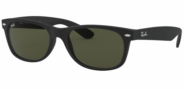 RAY-BAN MEN'S WAYFARER SQUARE SUNGLASSES, RUBBER BLACK G-15 GREEN, RB2132 58