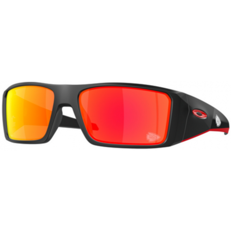 OAKLEY MEN'S OO9231 HELIOSTAT NFL COLLECTION RECTANGULAR SUNGLASSES, MATTE BLACK/PRIZM RUBY, 61