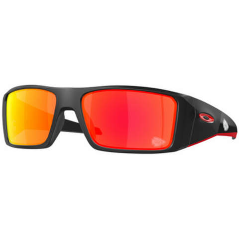 OAKLEY MEN'S OO9231 HELIOSTAT NFL COLLECTION RECTANGULAR SUNGLASSES, MATTE BLACK/PRIZM RUBY, 61