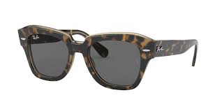 RAY-BAN STATE STREET POLISHED HAVANA ON TRANSPARENT BROWN/DARK GREY, 49