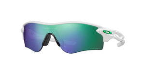 OAKLEY MEN'S OO9206 RADARLOCK PATH LOW BRIDGE FIT RECTANGULAR SUNGLASSES, POLISHED WHITE/PRIZM JADE, 38