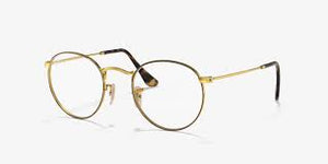 RAY-BAN ROUND METAL OPTICS POLISHED HAVANA ON GOLD, 50