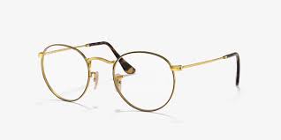 RAY-BAN ROUND METAL OPTICS POLISHED HAVANA ON GOLD, 50