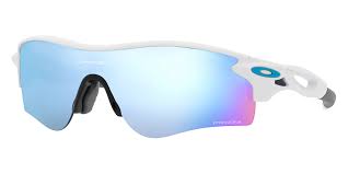 OAKLEY MEN'S OO9206 RADARLOCK PATH LOW BRIDGE FIT RECTANGULAR SUNGLASSES, MATTE WHITE/PRIZM DEEP WATER POLARIZED, 38