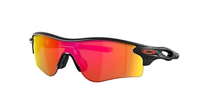 OAKLEY MEN'S OO9206 RADARLOCK PATH LOW BRIDGE FIT RECTANGULAR SUNGLASSES, MATTE BLACK INK/PRIZM RUBY, 38