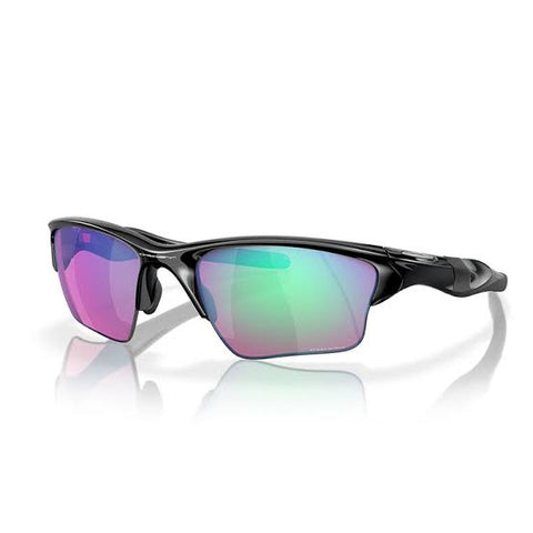 OAKLEY MEN'S OO9153 HALF JACKET 2.0 LOW BRIDGE FIT RECTANGULAR SUNGLASSES, POLISHED BLACK/PRIZM GOLF, 62