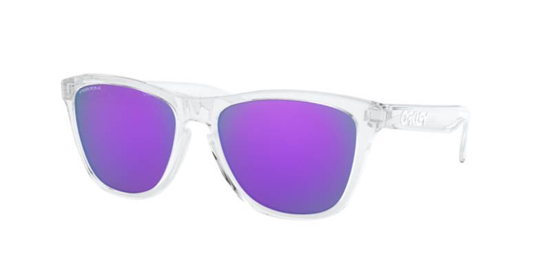 OAKLEY OO9013 FROGSKINS SQUARE SUNGLASSES, POLISHED CLEAR/PRIZM VIOLET, 55