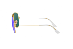 RAY-BAN AVIATOR FLASH LENSES Polarized Matte Gold/Blue, 58