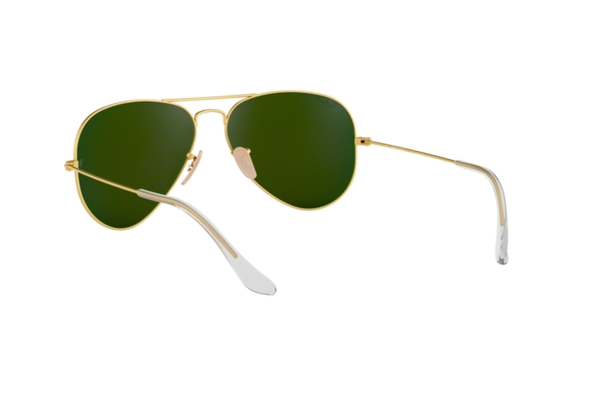 RAY-BAN AVIATOR FLASH LENSES Polarized Matte Gold/Blue, 58