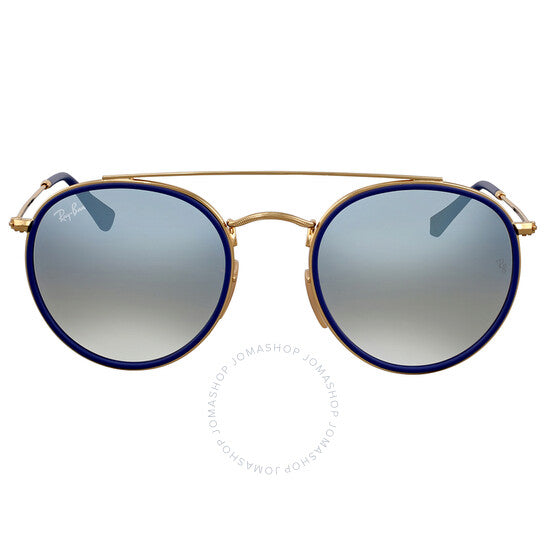 RAY-BAN ROUND DOUBLE BRIDGE POLISHED ARISTA GOLD/SILVER GRADIENT FLASH, 51