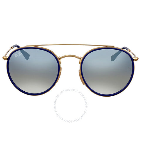 RAY-BAN ROUND DOUBLE BRIDGE POLISHED ARISTA GOLD/SILVER GRADIENT FLASH, 51