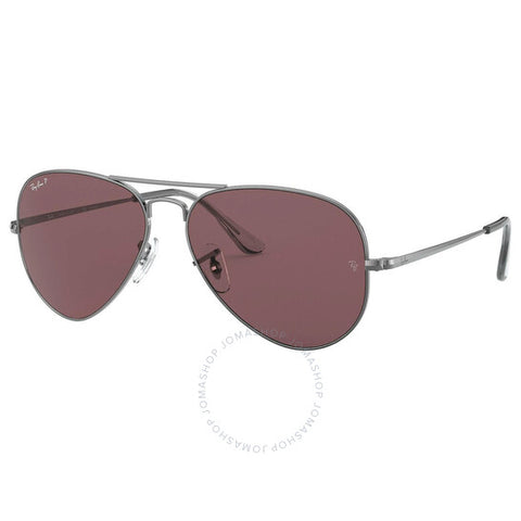 RAY-BAN AVIATOR METAL II POLISHED GUNMETAL/VIOLET, 55