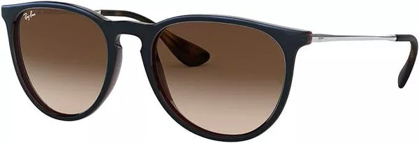 RAY-BAN ERIKA ROUND SUNGLASSES, MIRRORED BLUE ON LIGHT BROWN/BROWN GRADIENT DARK BROWN, RB4171 54