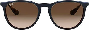 RAY-BAN ERIKA ROUND SUNGLASSES, MIRRORED BLUE ON LIGHT BROWN/BROWN GRADIENT DARK BROWN, RB4171 54